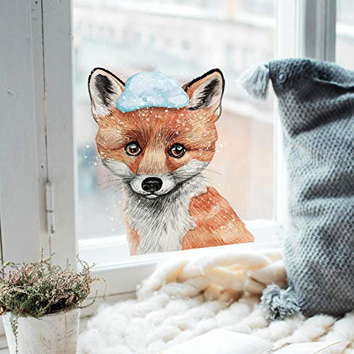 Fensterbild Fuchs mit Schnee -WIEDERVERWENDBAR- Fensterdeko Winterdeko Fensterbilder bf10 ilka parey wandtattoo-welt®