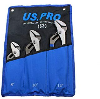 US PRO Tools 3pc Water Pump Pliers, Groove Slip Joint Plier Set New 1830