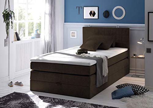 Froschkönig24 Hawaii Boxspringbett 120x200cm Bett Komfortbett Einzelbett Kinderbett Hellbraun, Ausführung:Variante 2