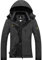 GEMYSE Damen Wasserdichte Berg-Skijacke Winddichte Fleece Winterjacke mit Kapuze (Eisen Grau,L)