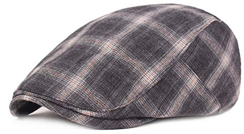 Loialpupy Unisex Schiebermütze Camping Outdoor Flat Hat lässig rot, grau, braun, beige Berets mit kariertem Design Visor Hat (C)