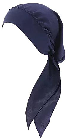 Turban-Kopfbedeckung für Damen, aus Stoff, für Krebs, Chemotherapie, Onologie, Nacht, Haarausfall, Blau One size