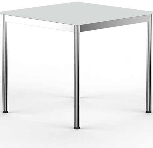 VERSEE SYSTEM8X Höhenverstellbarer Schreibtisch 60 x 60 cm in Lichtgrau - Für Büro/Home-Office im Metall Chrom Design