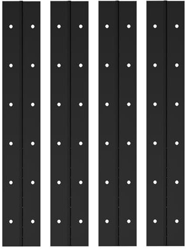 EPHECH 4PCS 12Inch Black Continuous &Piano Hinge, Heavy Duty Stainless Steel 304 Continuous Hinges Piano Boat Hinges, 0.04 Thickness Folding Cabinet Door Butt Hinge