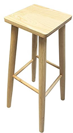 Acan Tradineur Tabouret carré haut en bois avec pieds arrondis, tabouret de bar, bar et cuisine, 70 x 28 x 28 cm