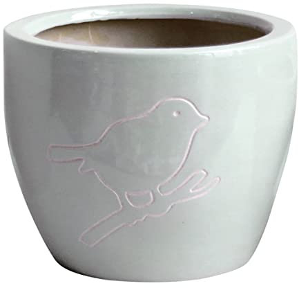 Décolines Cache Pot Bird Gris en Terre Cuite 18 cm