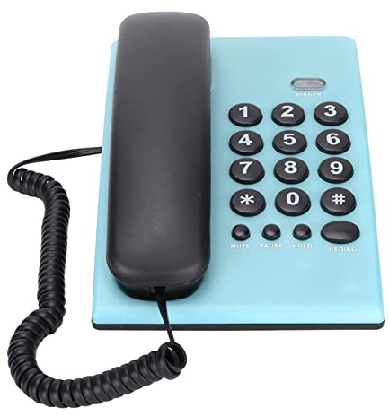 cigemay KX‑T504 Festnetztelefone, Multifunktionales, Batterieloses Schnurgebundenes Telefon mit Pause/Stummschaltung/Halten/Wahlwiederholung, für Büro-Hotel-Wohnzimmer(Blau)