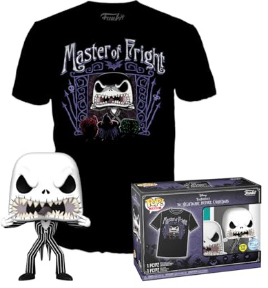 Funko Pop! & Tee: Disney - Jack Skellington - Large - (L) - Disney: The Night Before Christmas - T-Shirt - Kleidung mit Vinyl-Sammelfigur - Geschenkidee - Spielzeug und Kurzärmeliges Top Männer