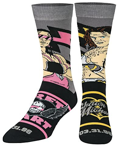 ODD SOX Calzini da uomo, collezione WWE Legendary Matches, Bret Hart contro Shawn Michaels, 6-12 Tall