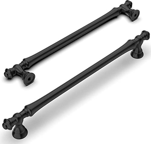 Amerdeco 6 Stück Möbelgriffe Schwarz, 192mm Lochabstand, Zinklegierung Schubladengriffe & Schrankgriffe für Küchenschränke & Kleiderschränke UK0017