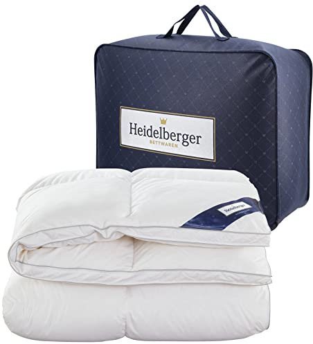 Heidelberger Bettwaren Bettdecke 135x200 cm | Winterdecke, Schlafdecke, Daunendecke mit Karo-Steppung | atmungsaktiv, hautfreundlich, hypoallergen | Serie Norwegen