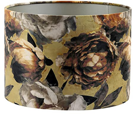 Lampenschirm Zylinder Velur Bronze mit Victoria Rosen für Tischleuchte Hängeleuchte Standleuchte 20-20-15