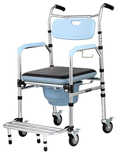 Toilettenrollstuhl – höhenverstellbarer Duschrollstuhl – mit Klapppedal und abnehmbarem Topf, Toilettenrollstuhl – einfache Montage, Aufbewahrung, max. 330 lbs – für ältere Menschen mit Behinderu