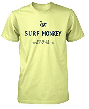 DRESSED IN MUSIC PLAY WITH ME Camiseta Algodón Orgánico Surf Monkey® (L, Limón)