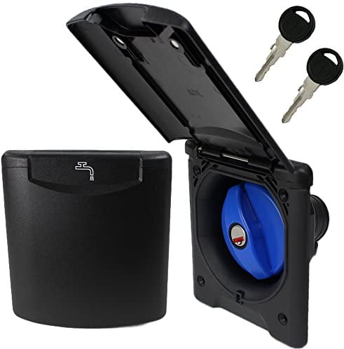 Embout de remplissage + bouchon de réservoir d'eau douce pour caravane, camping-car, bateau, couvercle magnétique 40 mm noir