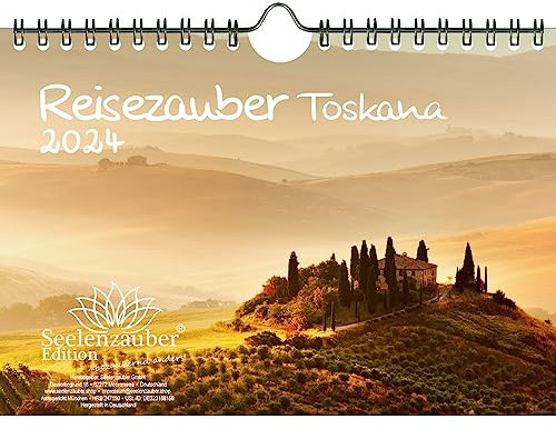 Reisezauber Toskana DIN A5 Wandkalender für 2024 Italien - Geschenkset Inhalt: 1x Kalender, 1x Weihnachts- und 1x Grußkarte (insgesamt 3 Teile)