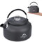 AYMQC Hervidor de Camping 0.8 L Tetera de Aluminio Ligero Cafetera Portátil Teteras de Calentamiento Rápido con Bolsa de Transporte para Acampar Picnic Senderismo Pesca (Gris)