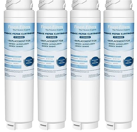 Finest-Filters Fridge Water Filter Compatible with Bosch UltraClarity 644845 REPLFLTR10 00740560 9000194412 9000077104 Neff Gaggenau Miele/Haier 0060820860 0060218743 Rangemaster DxD 90170 (4 Pack)