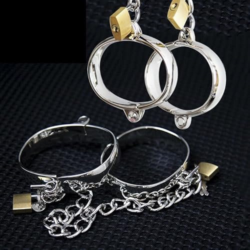 Vielretude Metall Manschetten Handschellen Knöchelmanschetten abschließbar mit Kette Bondage Sklaven Fesseln Fetish BDSM Erotisch für Paare Rollenspiel Sexspielzeug Erotisches Zubehör (B+D)