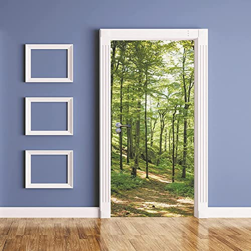 Generic - Adesivi Per Porte Interne 3D Murale Camera Da Letto Carta Da Parati Per Bagno Decorazione Per La Casa Poster Per Porte Esterne - Paesaggio Forestale Verde 90 X 210 Cm - Foto Della P