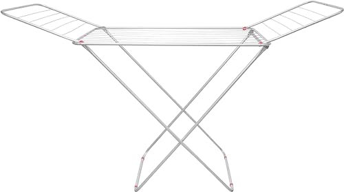 AAMEN Silver 18M Clothes Drying Rack, Metal Winged Clothes Horse Airer, Laundry Dryer Rail Rack Large, Clothing Drying Stand Indoor Outdoor Foldable, Easy Storage, Clothes Airer Clothes Dryer Rack