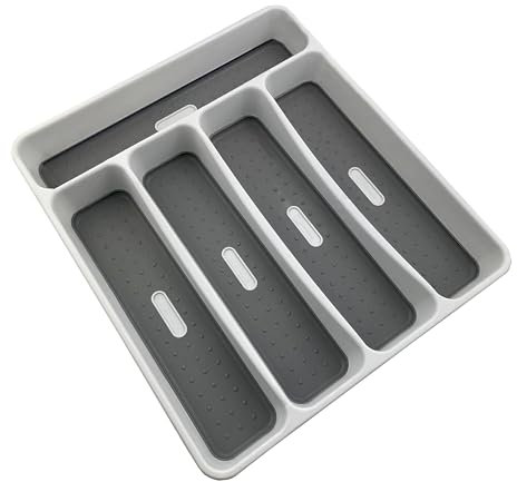 LISCOWER Cutlery Tray, 5 Compartments Cutlery Tray for Kitchen Drawers