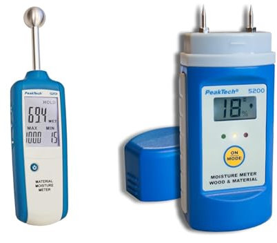 PeakTech 5201 - Profi-Feuchtemessgerät & 5200 Holzfeuchtemessgerät Brennholz