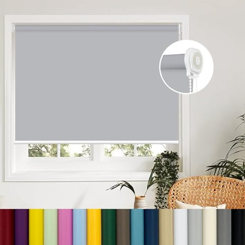 Thermal Blackout Blinds, 50 x 230 cm Multiple Colours and Sizes Roman Shade Blind Fittings Included For Inside and Outside Recess Fitting, Light Grey