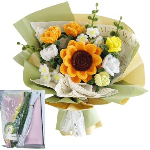 Hintyne Craft Pfeifenreiniger Sonnenblumen Pfeifenreiniger zum Basteln 11,8 Zoll Bunte Flexible Chenille Stiele inklusive Blumenstab Bastelkleber Band Bastelbedarf Typ 1