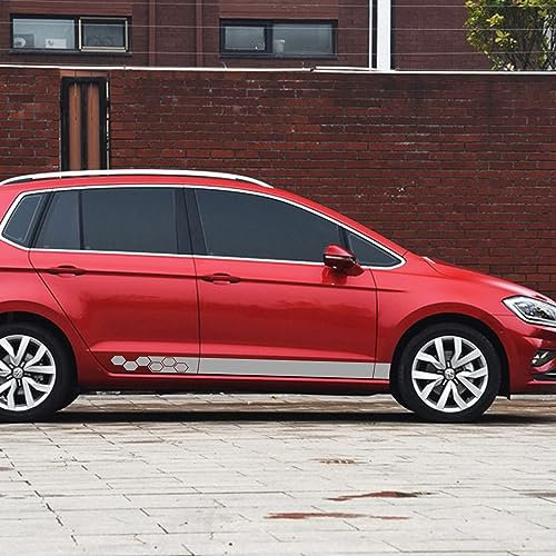 LHyfA Adesivo per Minigonna Laterale Auto per VW Golf 4 5 6 7 Polo,Vinile Adesivi Corpo Porta Laterale Decalcomanie Decorazione,B-Grey