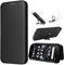 SHIEID Coque pour Motorola Edge 50 Fusion en Fibre de Carbone - Flip Cover avec Fente Carte et Support Fonction - Étui Rabat Noir