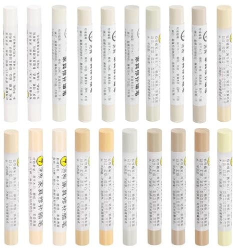 sourcing map Furniture Repair Wax Crayons Kit, 20Pcs - Wood Filler Stick, Touch Up Furniture Markers - for Scratches Holes Tables Desks Wooden Floor Laminate Covers, Light Color Series