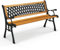 COSTWAY 3-Seater Garden Bench, Solid Wood Slatted Seat Loveseat Park Bench, All-Weather Outdoor Furniture Leisure Seating Patio Chair for Balcony, Porch, Backyard (Flat Back with Diamond Pattern)