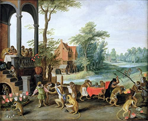 NAAYRASA Berühmte Gemälde Ölgemälde auf Leinwand Retro Wandkunstdruck Eine Satire der torheit von tulip mania von jan the elder brueghel Abstrakte Gemälde für Heimtextilien 60x90cm