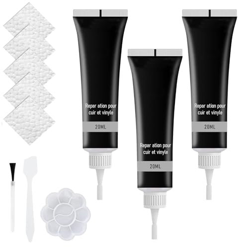 Landrain 3 Stück Leder Kratzer Reparatur Schwarz Set, Kunstleder Reparaturset Flüssigleder