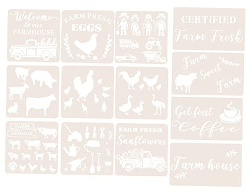 SEWACC 13stücke Teiliges Bauernhof Malschablonen Kreative Diy Malvorlagen Für Notizbuch Scrapbooking Und Graffiti Wiederverwendbare Schablonen Für Kunstwerke