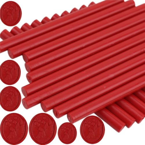 Rot Wax Seal Sticks, Atopbb 26pcs Klebepistole Wachs Seal Sticks für Wachs Seal Stempel, Mini Wachs Seal GunSticks für 0.28'' Klebepistole Hochzeitseinladungen, Karten Umschläge (National Rot)