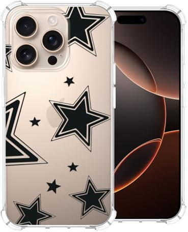 CAROKI Clear Phone Case for iPhone 16 Pro Max,Cute Star Pattern Case Cover Soft Protective Bumper Cover Boys Girls Phone Case for iPhone 16 Pro Max-Star