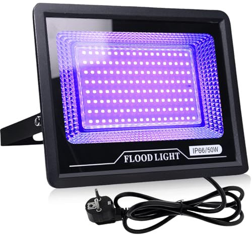 50W LED Schwarzlicht Strahler: IP65 Wasserdichte Schwarzlicht Led Strahler, UV Strahler, UV Licht Schwarzlichtlampe mit Stecker, UV Partylicht UV Fluter für Disco, Bar, Glow Party, Halloween, Bühnen