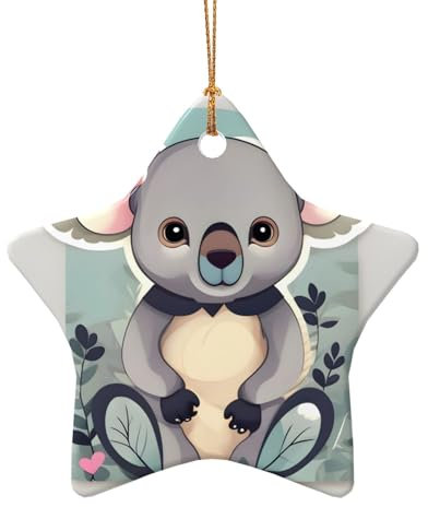 Lovely Koala Print Christmas Ceramic Ornaments Christmas Tree Hanging Decor Indoor Outdoor