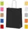 Paper Party Bags with Handles [ Black ] 10x Gift Bags Small Colourful Carrier Paper Bags Goody Bags for Adults and Kids Parties Weddings Birthdays Baby Showers Xmas and Sweets 18x22x8cm Craft Bags