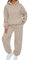 Prime Angebote,Damen Jogginganzug,Jogginganzug Damen Fleece Zweiteiler Trainingsanzug Weich Baumwolle Hausanzug Hoodies Warm Freizeitanzug mit Taschen,Beige,L