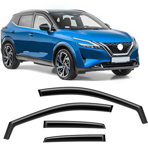 GEARCELL Wind Deflectors, Rain Guards Window Visor Compatible with NISSAN QASHQAI MK3 2021-onwards SUV 5 Doors, in-Channel Side Shatterproof Sun Visor, 4-Piece of Set