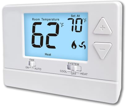 NonProgrammable Thermostat for Home, Digital Energy-Saving Thermostat,Single-Stage Systems, 1 Heat/1 Cool, Easy DIY Install,White Backlight