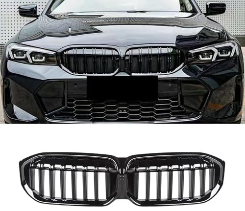 YIUBCZOQI G20 G21 Kühlergrill für BMW 3er G20 G21 Nieren Schwarze 316i 318i 320i 328i 330i 335i 340i Nieren Sport Grill G21 Vorne Nieren Doppelsteg Grill 2023 2024 2025