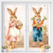CHUNNIN 2 x extra große Osterhasen-Fensteraufkleber, Frühlings-Oster-Fensterdekorationen, Vintage-Oster-Fensteraufkleber, Bauernhaus, rustikale Kaninchen, Karotten, Dekoration für Glas, Zuhause,