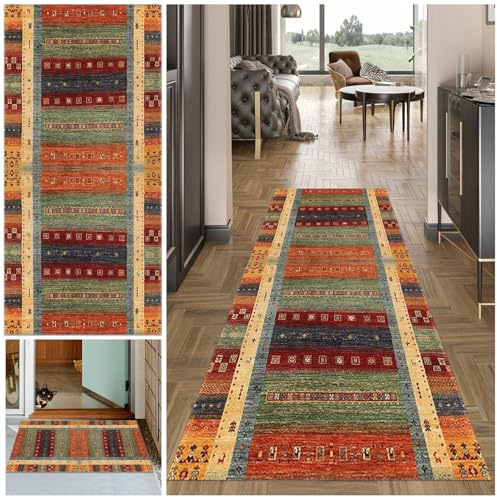 Teppich Läufer Flur Lang, Waschbar Flur Läufer Teppich, Teppichläufer Flur rutschfest Küchenteppich, Flurläufer Lang Korridor Teppich Läufer für Küche, Eingang, Wohnzimmer Schlafzimmer80 x 120 cm