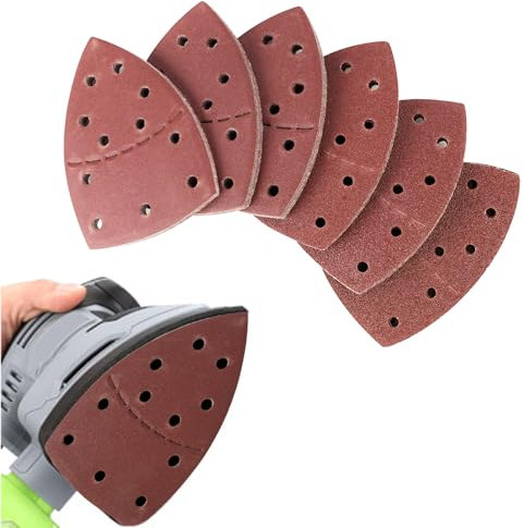 60PCS Sanding Pads,Hook and Loop Sanding Sheet Mouse Sander Pads Assorted 40/60/80/120/180/240 Grits with 11 Holes,Mouse Sandpaper Compatible with Multi-Sander PSM 100A PSM 200 AES PSM 18