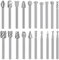 Juego de 20 fresas rotativas HSS, juego de taladros, accesorios de herramientas rotativas, para tallar madera para herramientas rotativas, bricolaje, carpintería, tallar, grabar, taladrar (3 mm)