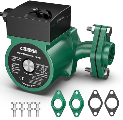 CrestWave 130W Hot Water Recirculating Pump with 1 FNPT Flanges & Kit